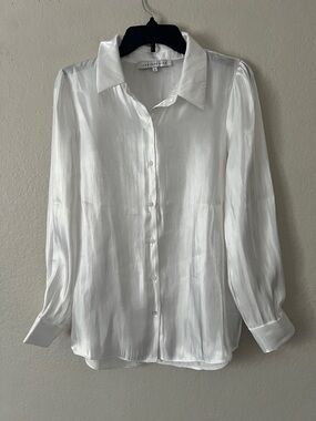 Like New! Endless Rose White Frosted Button Down Trendy Shirt in Size S